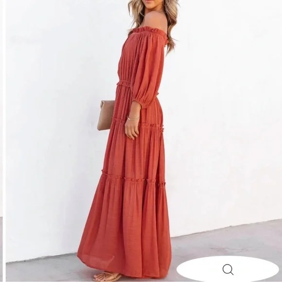 VICI Caught in Your Embrace Rust Maxi Dress - Picture 4 of 5